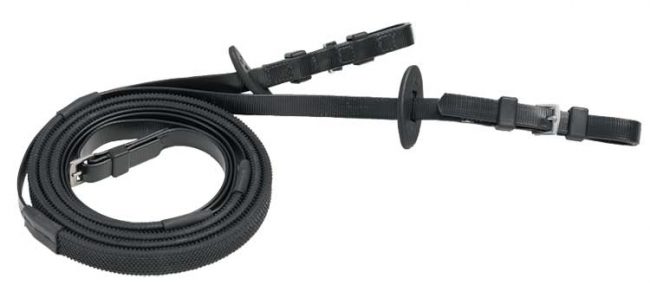 ZILCO 16MM BUCKLE END REINS (BLACK GRIP)
