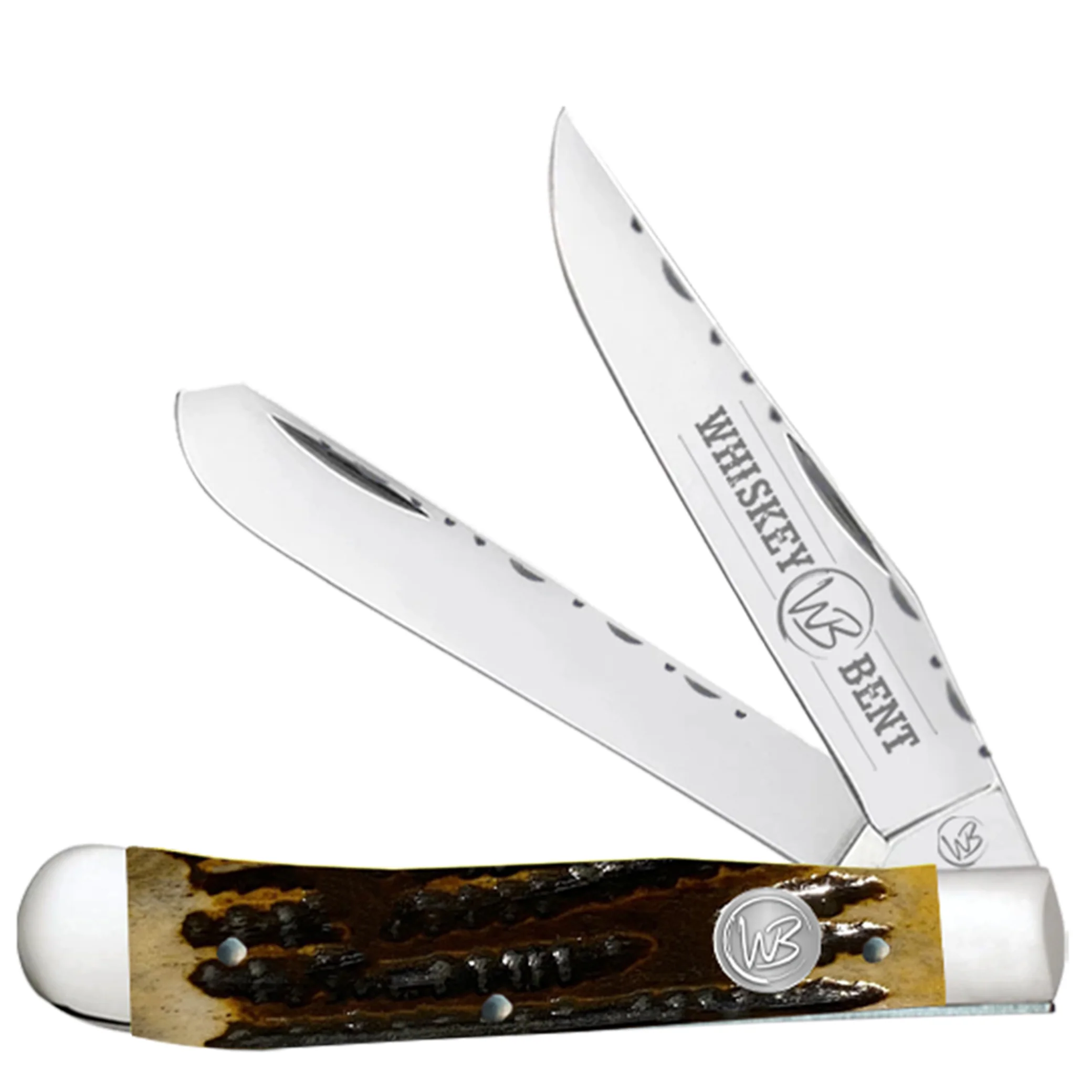 Whiskey Bent Trapper Pocket Knife Filework Twin Blade - Image 5